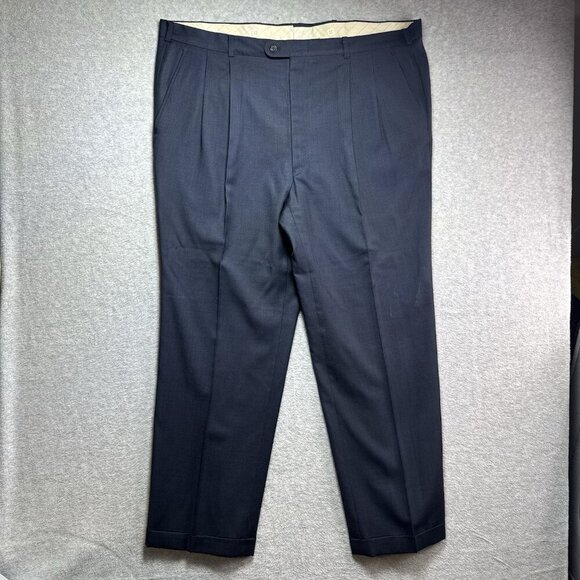 VTG Hickey Freeman By Nordstrom 2 Piece Suit Navy 100% Wool USA Union Made 46 R - Picture 12 of 16